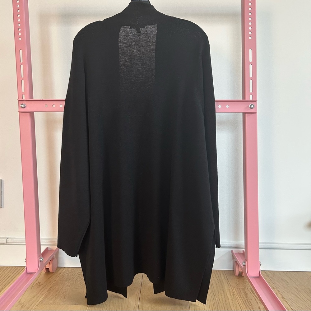 Eileen Fisher Black Open-Front Long Cardigan - Picture 5 of 6